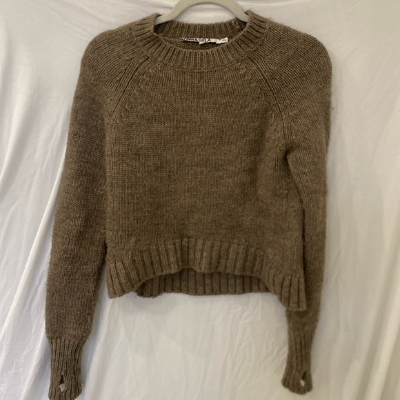 Pam & Gela crew neck wool Sweater Size: petite elbow patches - Picture 1 of 7